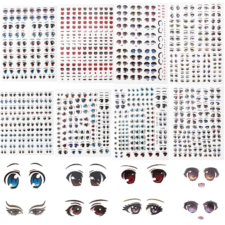 8 Sheets 8 Styles Eye Pattern Ceramics Clay Water Transfer Paper STIC-CP0001-16-1