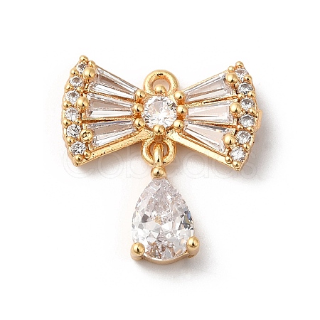 Brass Micro Pave Clear Cubic Zirconia Pendants KK-C062-103G-1