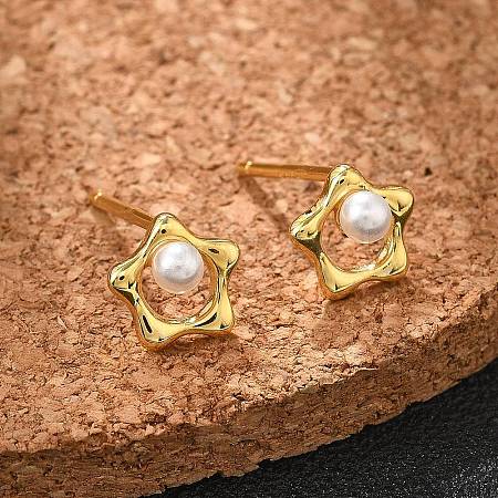 925 Sterling Silver Stud Earrings EJEW-D317-01G-1