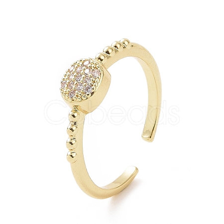 Clear Cubic Zirconia Flat Round Open Cuff Ring RJEW-E072-03G-1