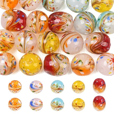 20Pcs 5 Colors Handmade Lampwork Beads LAMP-YW0004-28-1