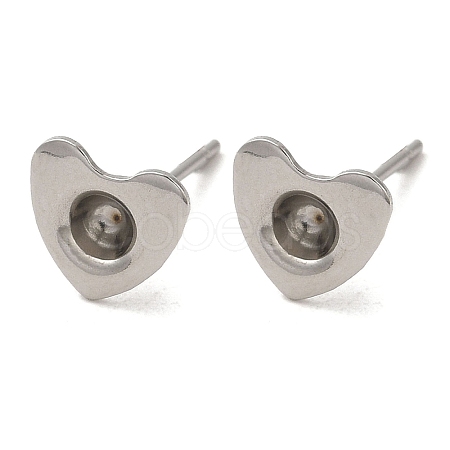 Non-Tarnish Heart 201 Stainless Steel Stud Earring Findings STAS-Q315-01P-1