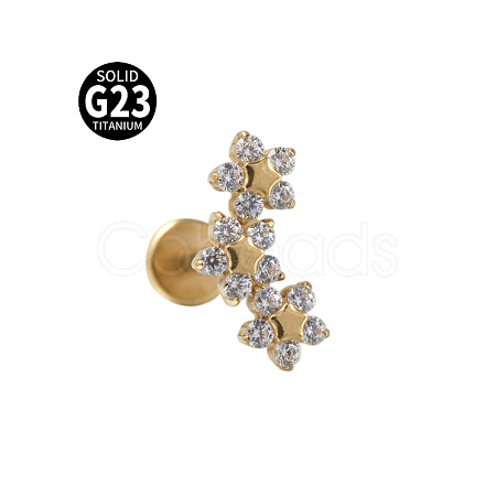 G23 Titanium with Clear Cubic Zirconia Threadless Labrets WG8E19F-04-1