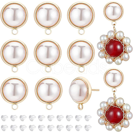 12Pcs Brass Dome/Half Round Stud Earring Findings KK-BC0008-82-1