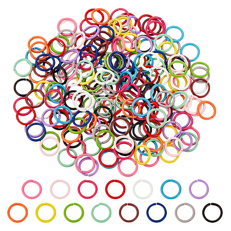 PandaHall Elite 225Pcs 15 Colors SPray Painted Zinc Alloy Jump Rings FIND-H0010-91A-1