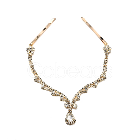 Alloy Rhinestone Hair Chain OHAR-M044-01G-1