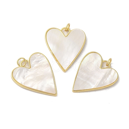 Rack Plating Brass Pave Shell Pendants KK-C052-07G-1