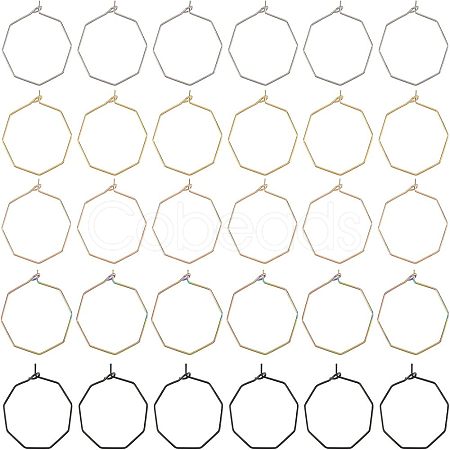 30Pcs 5 Colors Ion Plating(IP) 316 Surgical Stainless Steel Hoop Earrings Findings STAS-UN0030-95-1