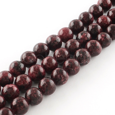 Dyed Natural Sesame Jasper Round Beads Strands G-R342-8mm-11-1
