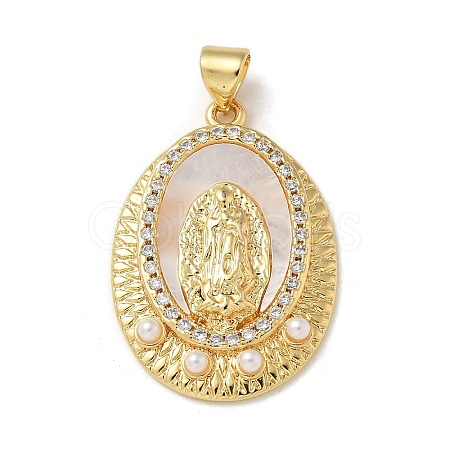 Brass Micro Pave Clear Cubic Zirconia Pendants LS-KK-U046-07G-1