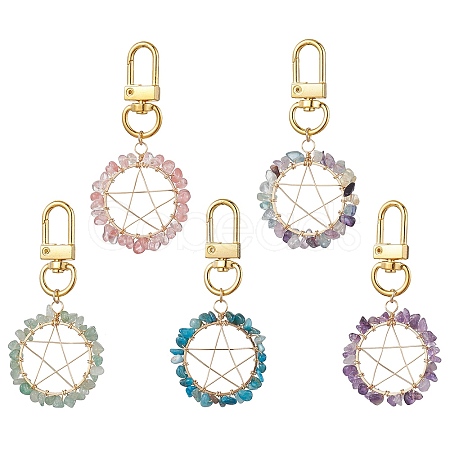 Gemstone Pendants Keychain HJEW-JM01811-1