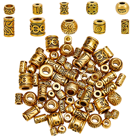 100Pcs 10 Styles Tibetan Style Zinc Alloy Beads FIND-SP0005-94-1