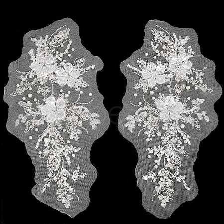 2Pcs 2 Style Flower of Life Pattern Polyester Computerized Embroidery Appliques DIY-GF0006-90-1