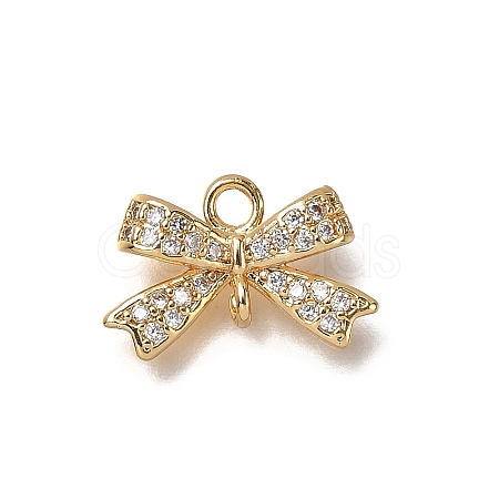 Brass Micro Pave Cubic Zirconia Bowknot Connector Charms X-KK-B152-09A-G-1