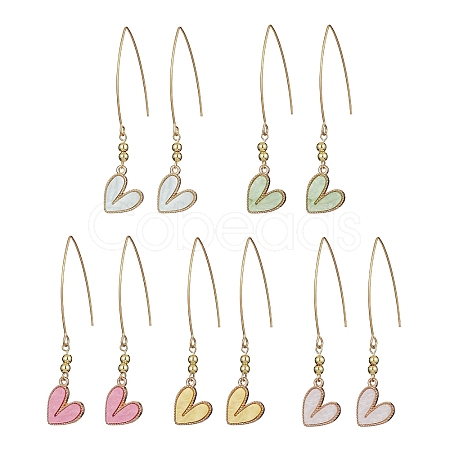 Alloy Heart with Acrylic Beaded Dangle Earrings EJEW-JE05348-1