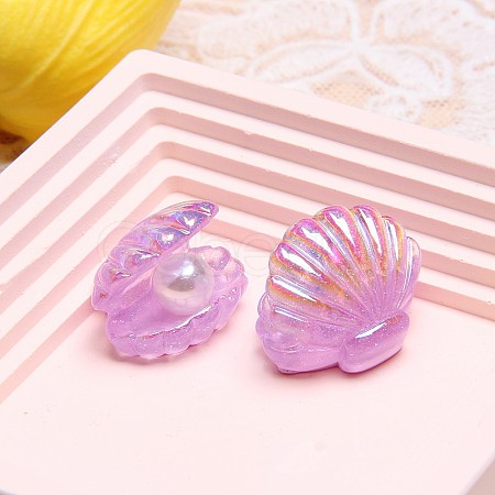 UV Plating Ocaen Theme Transparent Resin Cabochons CRES-D306-01B-01-1