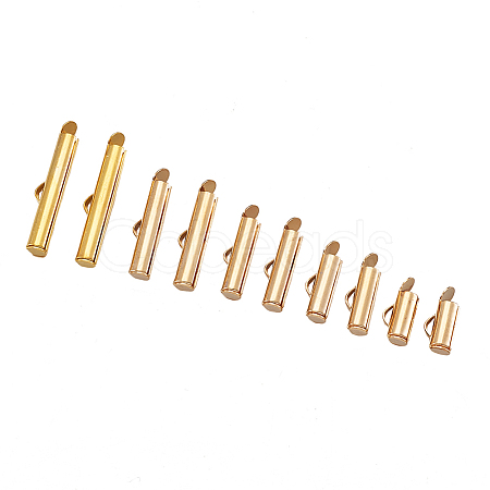Brass Slide On End Clasp Tubes KK-TA0007-29G-1