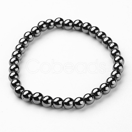 Synthetic Hematite Stretch Bracelets BJEW-P0131-01-1