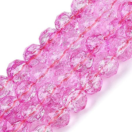 Crackle Transparent Glass Beads Strands GLAA-N063-10mm-12-1