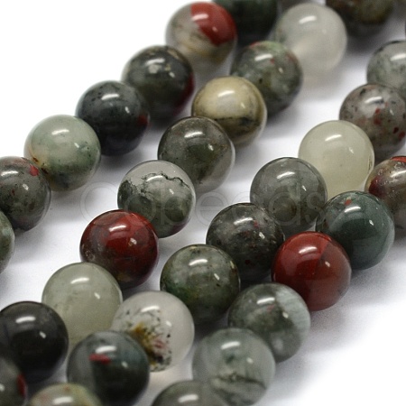 Natural African Bloodstone Beads Strands G-G763-08-6mm-1