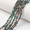 Electroplate Transparent Glass Beads Strands, Half Copper Plated, Faceted, Rondelle, Dark Green, 3x2mm, Hole: 0.8mm, about 150~155pcs/strand, 15~16 inch(38~40cm)