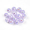 Electroplate Pearlized Glass Pearl Beads, Iridescent, Round, Lilac, 10x10mm, Hole: 1.2mm, about 346pcs/Pound