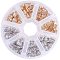 Alloy Charms, with Cubic Zirconia, Mixed Shapes, Mixed Color, 13x8.4x1.75cm. 120pcs/box