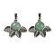 Natural Green Aventurine Pendants, Rack Plating Brass Leaf Charms, Platinum, Cadmium Free & Lead Free, 22x27x7mm, Hole: 8x5mm