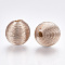 Wood Beads Covered with Polyester Cord Wire, Round, Navajo White, 12~13x12~12.5mm, Hole: 1.5~2mm