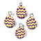 Handmade Polymer Clay Charms, with Platinum Tone Iron Loop, Easter Egg, Yellow, 14~15x9x4~5mm, Hole: 2mm