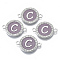 Alloy Enamel Links Connectors, with Crystal Rhinestones, Flat Round with Letter, Silver Color Plated, Letter.C, 22x16x2mm, Hole: 1.8mm