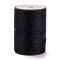 Round Waxed Polyester Thread String, Micro Macrame Cord, Twisted Cord, for Leather Sewing Stitching, Black, 0.8mm, about 54.68 Yards(50m)/Roll