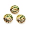 Handmade Porcelain Beads, Flat Round with Word Mimosa, Famille Rose Porcelain, Yellow, 18.5x9~10mm, Hole: 1.6mm