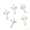 Non-Tarnish 201 Stainless Steel Charms, Alphabet, Letter.T, 12x7.8x0.6mm, Hole: 1.4mm