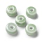 Handmade Porcelain Beads, Flat Round, Pale Green, 9.5~10x6mm, Hole: 3mm