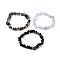 Natural Mixed Stone Chip Beaded Stretch Bracelets for Girl Women, Inner Diameter: 2 inch(5cm), 3pcs/set