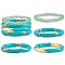 4Pcs 4 Style Acrylic Chunky Curved Tube Stretch Bracelet Sets, Polymer Clay & Glass Beads Stackable Bracelets for Women, Spring Green, Inner Diameter: 2-1/8 inch(5.3cm), 1Pc/style