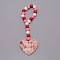 Valentine's Day Theme Schima Wood Beads Pendants Decorations, with Heart & Word TRUE LOVE, Pink, 260mm