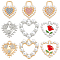 AHADERMAKER 45Pcs 9 Style Alloy Crystal Rhinestone Pendants, with ABS Plastic Imitation Pearl Beads, Heart Charms, Mixed Color, 17~20x14~19.5x3~4.5mm, Hole: 1.6~4mm, 5pcs/style