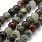 Natural African Bloodstone Beads Strands, Heliotrope Stone Beads, Round, 6mm, Hole: 0.8mm, about 59~61pcs/strand, 14.9 inch(38cm)