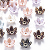 6-Petal Spray Painted Acrylic Bead Caps MACR-S373-46J-1
