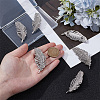 6Pcs Feather Shape Brass Rhinestone Lapel Pins for Backpack Clothes JEWB-UN0002-71A-4