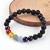 Chakra Natural Lava Rock Beaded Stretch Bracelets BJEW-JB02225-01-4