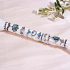 13Pcs 13 Style Aquamarine Rhinestone Tortoise & Elephant & Lotus & Crown Finger Rings Set JR939A-5