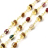 Natural Tiger Eye Column & Colorful Enamel Horse Eye Link Chain CHC-G017-03G-1