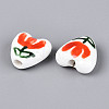 Hand Painted Tulip Flower Porcelain Ceramic Beads PORC-T134-28E-3