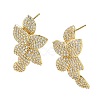 Brass & Clear Cubic Zirconia Stud Earrings KK-CBA36A2-06G-4