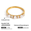 304 Stainless Steel Micro Pave Clear Cubic Zirconia with Plastic Plastic Pearl Finger Rings FS-WGBE181-11-1