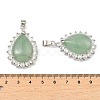 Natural Green Aventurine & Rhinestone Pendants G-K338-31P-05-3