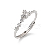 Constellations Rhodium Plated 925 Sterling Silver Micro Pave Clear Cubic Zirconia Adjustable Rings for Women RJEW-P130-01P-G-4